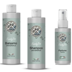 Kit Trio Completo per la Cura del Pelo del Cane – Shampoo, Balsamo e Profumo