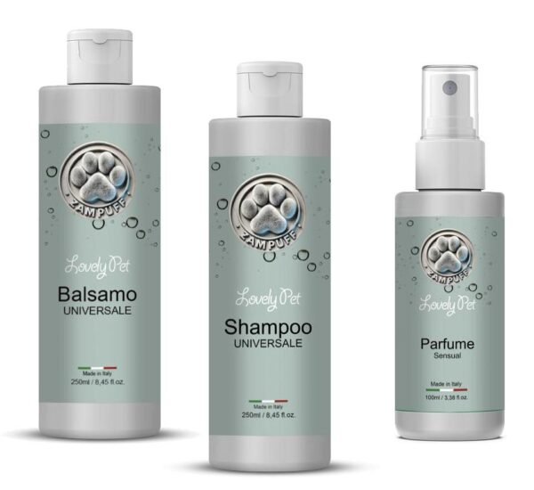 Kit Trio Completo per la Cura del Pelo del Cane – Shampoo, Balsamo e Profumo